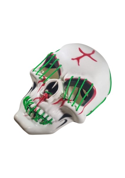 Halloween Maske Kuru Kafa Işıklı Yeşil Teller