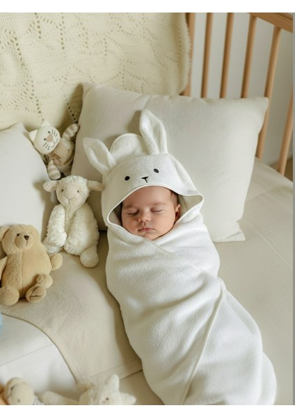 Pamuklu Yumuşacık Kız- Erkek Yenidoğan /Bebek Banyo Havlu Kundak KREM/TAVŞAN fırsatları