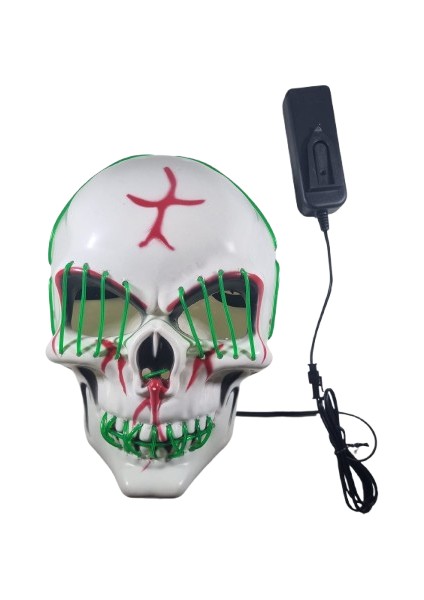 Halloween Maske Kuru Kafa Işıklı Yeşil Teller