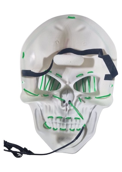 Halloween Maske Kuru Kafa Işıklı Yeşil Teller
