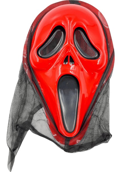 Halloween Maske Çığlık Arkası Tüllü Kırmızı fiyatları