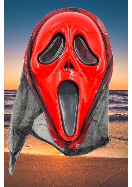 Halloween Maske Çığlık Arkası Tüllü Kırmızı modelleri