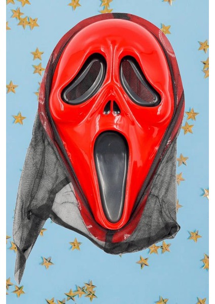 Halloween Maske Çığlık Arkası Tüllü Kırmızı fırsatları