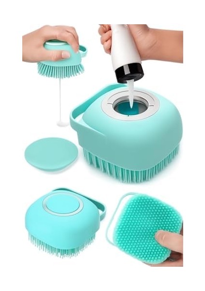 Busstier Şampuan Hazneli Silikon Banyo Lifi Peeling Etkili Masaj Fırçası Derinlemesine Temizlik ve Ölü Deri Arındırma Için Pratik Cilt Bakım Aleti modelleri