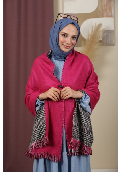 Çift Taraflı Ekose Kışlık Omuz Şalı