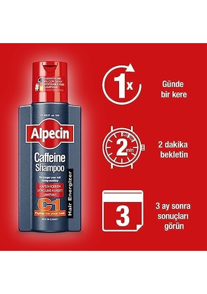 Alpecin Kafeinli Şampuan C1 250ML | Saç Dökülmesini Önler ve Azaltır | Erkekler Için Doğal Saç Uzatma Şampuanı | Güçlü Saçlar Için Enerji Verici | Erkekler Için Saç Bakımı | Almanya'da Üretilmiştir fiyatları