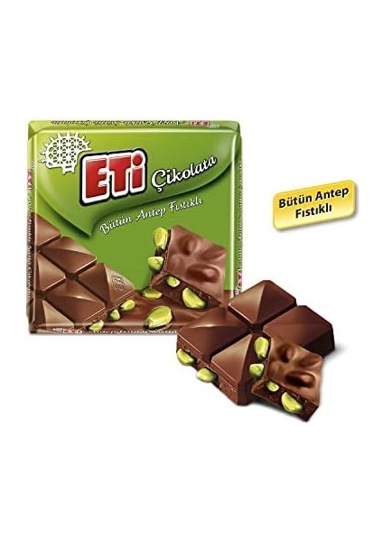 Eti Çikolata Antep Fıstıklı Kare Çikolata 60 G x 6 Adet