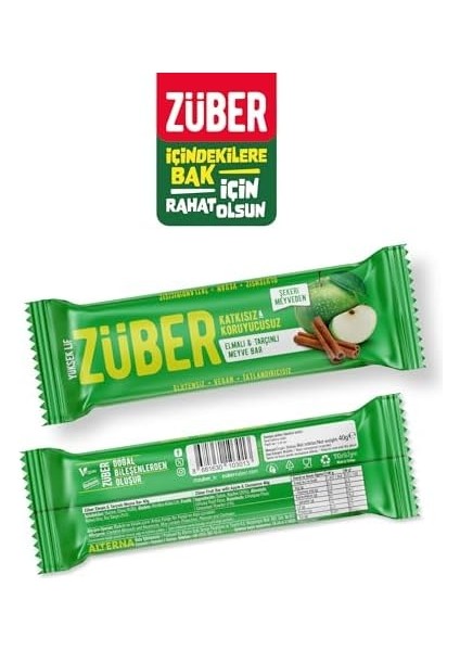 Züber Elmalı, Tarçınlı Meyveli Bar, 40G x 12 Adet