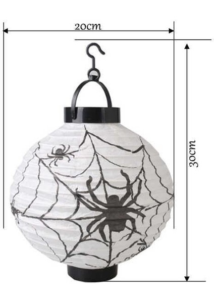 Halloween Cadılar Bayramı Japon Feneri Pilli 20 cm Beyaz Örümcek Desenli Korku Aksesuarı modelleri