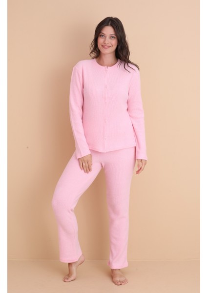 MR-8451 Boydan Düğmeli Yumuşacık Kumaşlı Kışlık Kadın Pijama Takımı fiyatları