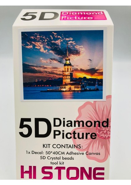 50X40 Boncuklu Kız Kulesi Taş Mozaik Elmas Goblen Pano Tablo Resim Boncuk Puzzle Dıamond Paıntıng Hı Stone fiyatları