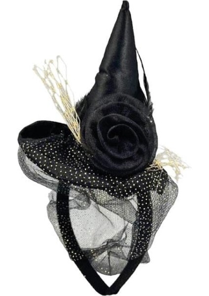 Halloween Cadılar Bayramı Taç Mini Cadı Şapkalı Tüllü Güllü Siyah modelleri