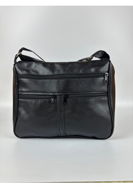 Kadın Suni Siyah Gri Fermuarlı Çok Cepli Günlük Midi Boy Omuz Çantası fiyatları