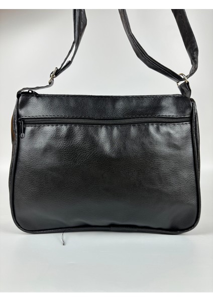 Kadın Suni Siyah Gri Fermuarlı Çok Cepli Günlük Midi Boy Omuz Çantası modelleri