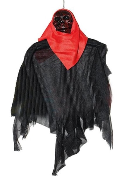Halloween Cadılar Bayramı Iskelet Korkuluk 40CM Siyah -Kırmızı Kapı Oda Korku Aksesuarı fiyatları