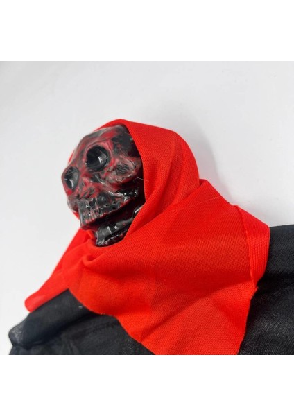 Halloween Cadılar Bayramı Iskelet Korkuluk 40CM Siyah -Kırmızı Kapı Oda Korku Aksesuarı modelleri