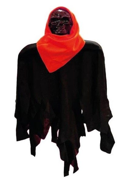 Halloween Cadılar Bayramı Iskelet Korkuluk 40CM Siyah -Kırmızı Kapı Oda Korku Aksesuarı fırsatları