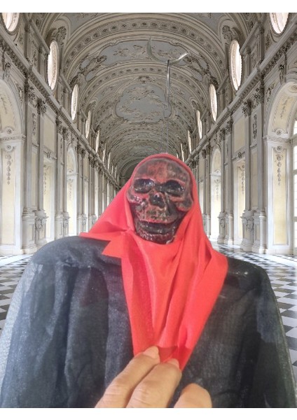 Halloween Cadılar Bayramı Iskelet Korkuluk 40CM Siyah -Kırmızı Kapı Oda Korku Aksesuarı indirimleri