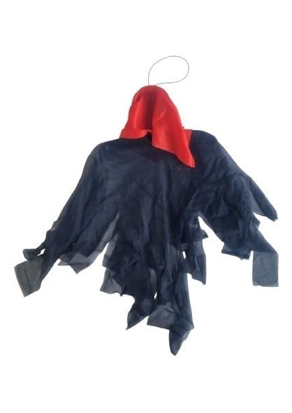 Halloween Cadılar Bayramı Iskelet Korkuluk 40CM Siyah -Kırmızı Kapı Oda Korku Aksesuarı