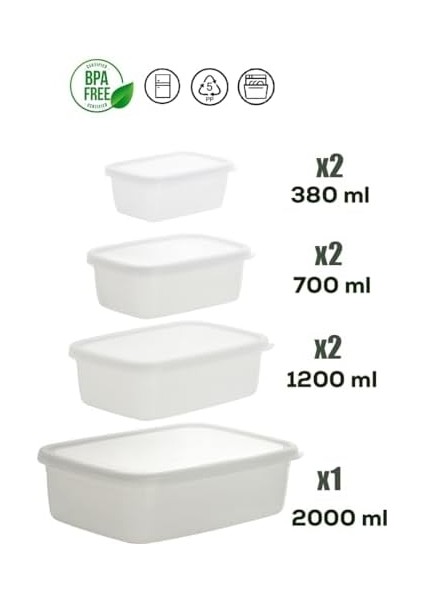 1126 12'lı Etiketli No Frost -25°c Derin Dondurucu Mikrodalga Yiyecek Erzak Saklama Kabı Seti Beyaz fiyatları