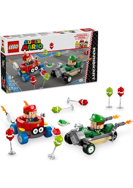 Super Mario: Mario Kart – Baby Mario ile Baby Luigi 72034, 8 Yaş ve Üzeri Erkek ve Kız Çocukları Için Yaratıcı Oyuncak Yapım Seti, Doğum Günü Hediyesi (321 Parça)