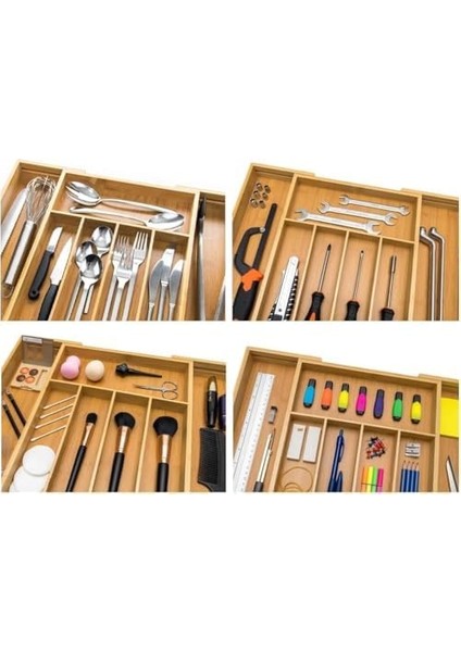 7 Bölmeli Bambu Kaşıklık – Antibakteriyel Çekmece Içi Düzenleyici Organizer | Ahşap, Şık ve Dayanıklı Tasarım modelleri