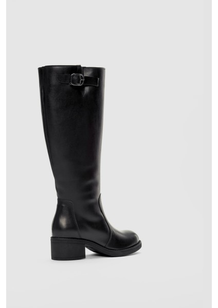 Galtrix Oval Burun Ayarlanabilir Toka Detaylı Kadın Çizme- Siyah fiyatları