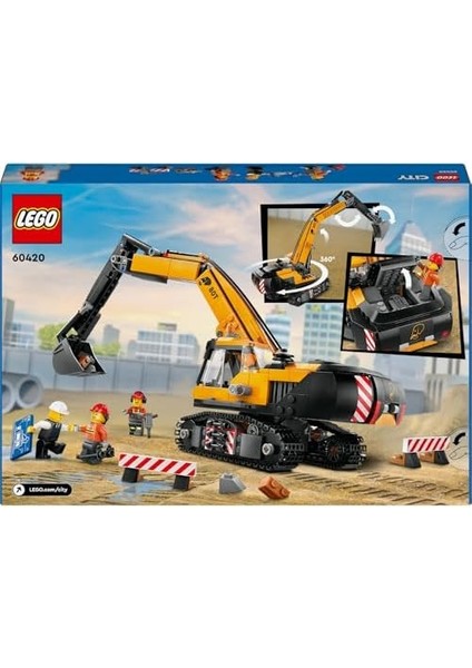 City Sarı Inşaat Ekskavatörü 60420-8 Yaş ve Üstü Kız ve Erkek Çocukları Için Sürücü, Çalışan ve Mimar Mini Figürleri Içeren Rol Yapma Oyuncağı, Doğum Günü Hediyesi Fikri (633 Parça) fiyatları