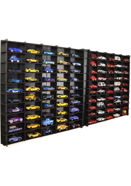 Ölçek Oyuncak Hobi 100 Araçlık Set Model Oyuncak Araba Rafı-Siyah