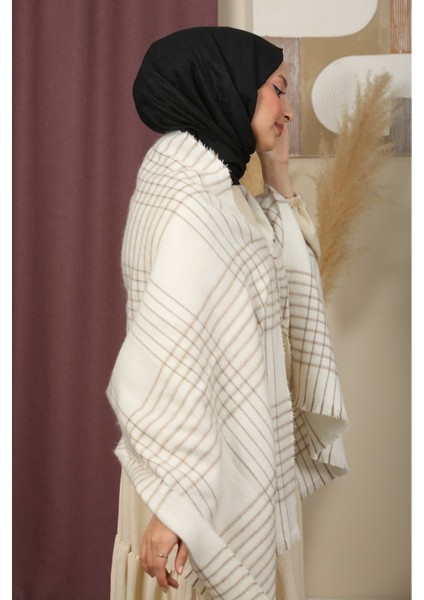 Çift Taraflı Çizgili Kışlık Omuz Şalı modelleri