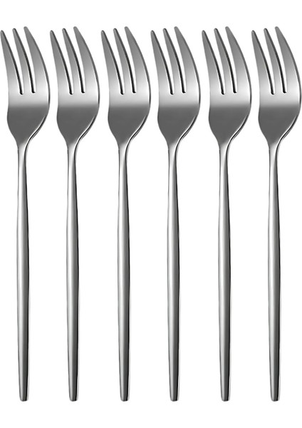 6 Parça Tatlı Çatalı Seti - Paslanmaz Çelik Lüks Salata ve Tatlı Çatalı, Mutfak ve Restoran Kullanımı Için Şık ve Dayanıklı