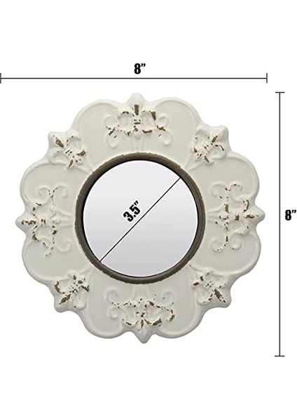 Dekoratif 8 " Kapalı Beyaz Yuvarlak Seramik Vurgu Duvar Aynası fiyatları