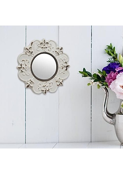 Dekoratif 8 " Kapalı Beyaz Yuvarlak Seramik Vurgu Duvar Aynası modelleri