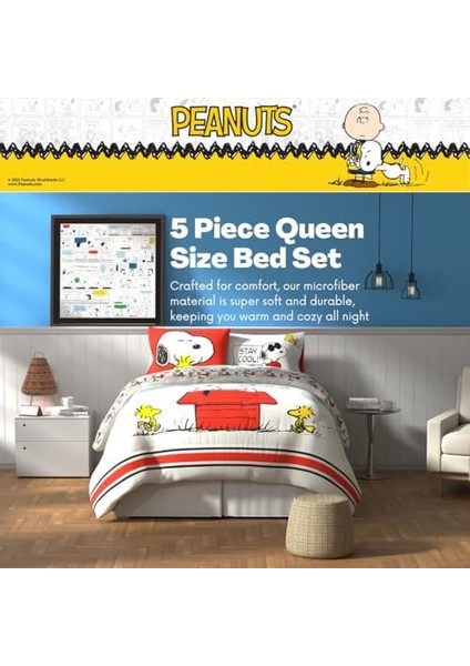 Peanuts Pals Süper Yumuşak Yorgan ve Çarşaf Seti, 5 Parça Boy, (Resmi Lisanslı Ürün) Ürünleri modelleri