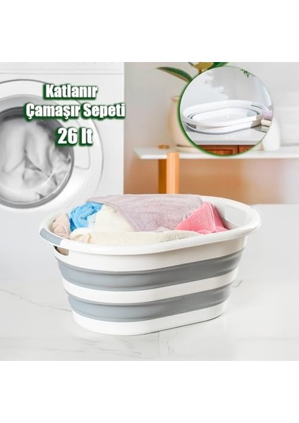 LA-550 Katlanabilir Çamaşır Sepeti Akordiyon Katlanır Sele Sepet Silikon Çamaşır Sepeti 26 L fiyatları