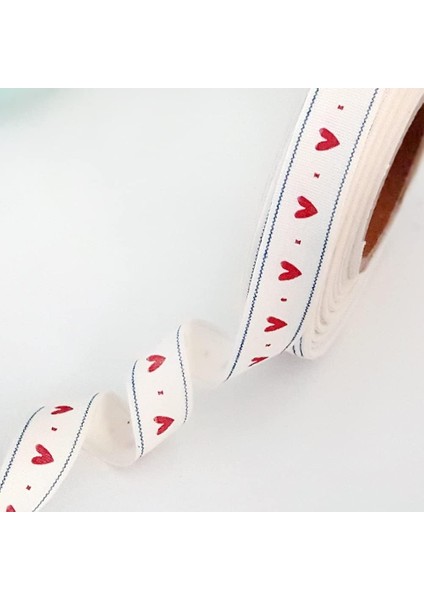 Pamuk Şerit, Kalp, 1.5 cm 5 Metre