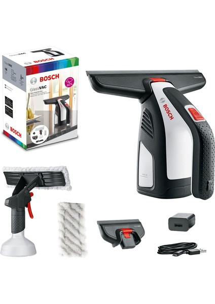 And Akülü Pencere Temizleyici, Glassvac Cam Temizleyici, Premium Paket, Pencere, Ayna ve Duş Temizliği Için, Çalışma Süresi Yaklaşık 35 Pencere, Karton Kutuda