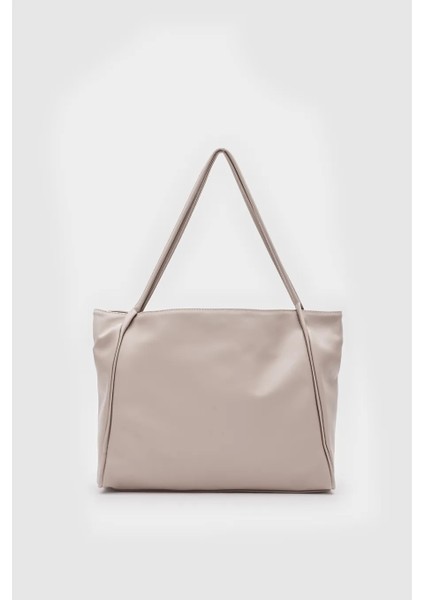 Kadın Suni Deri Krem Trend Model Minimal Maxi Boy Omuz Çantası fiyatları