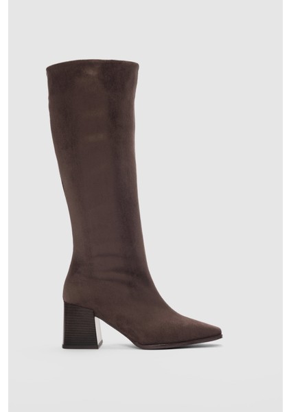 Liore Küt Burun Kadın Çizme- Vizon Süet