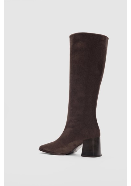 Liore Küt Burun Kadın Çizme- Vizon Süet modelleri