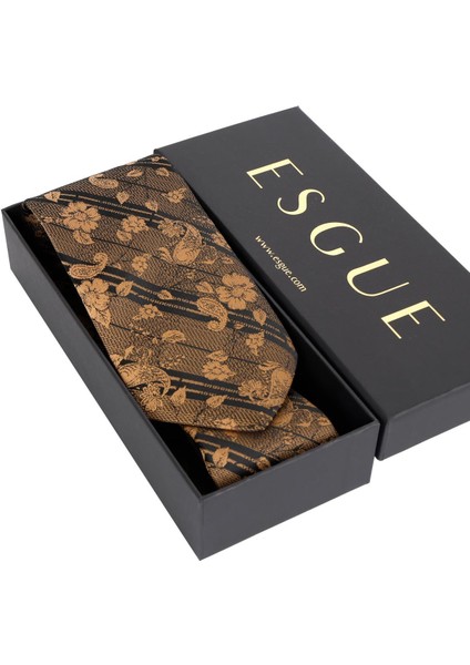 8 cm Gold Siyah Çiçek Desenli Hand Made Klasik Geniş Mendilli Kravat fırsatları