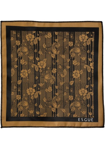 8 cm Gold Siyah Çiçek Desenli Hand Made Klasik Geniş Mendilli Kravat indirimleri