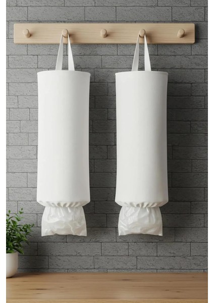 Asılabilir Beyaz Poşet Organizer Seti – Poşetlik ve Düzenleyici Sepet Beyaz