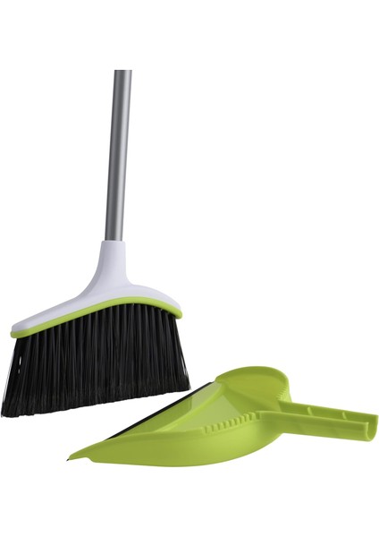 Basics Açılı Broom ve Dustpan Seti, Gümüş/yeşil Süpürge, Faraşlı, Çelik, Gümüş,