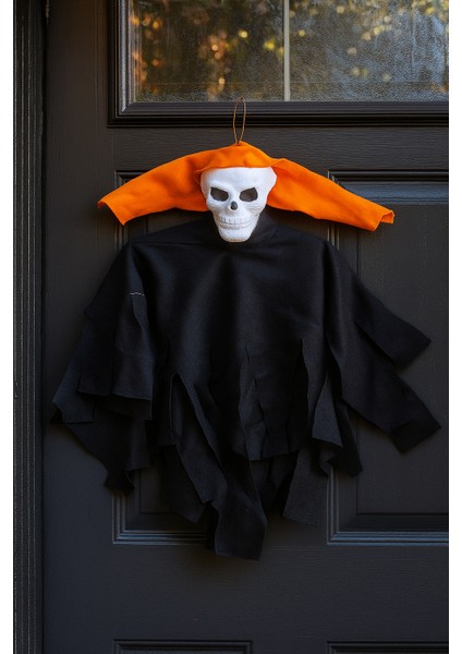 Halloween Cadılar Bayramı Iskelet Çığlık Turuncu-Beyaz Korkunç Kapı Süsü fiyatları