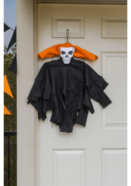 Halloween Cadılar Bayramı Iskelet Çığlık Turuncu-Beyaz Korkunç Kapı Süsü fırsatları