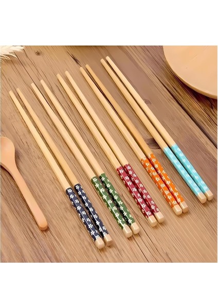 Adet Bambu Desenli Yıkanabilir Çin Çubuk - Sushi, Ramen ve Noodle Yemek Çubukları Seti