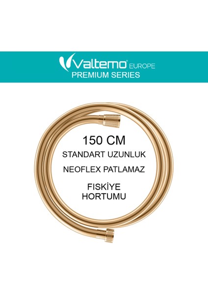 | Valtemo 150 cm Gold - Sarı Neoflex Pvc Duş Hortumu - 5 Yıl Garantili - Ultra Dayanıklı modelleri