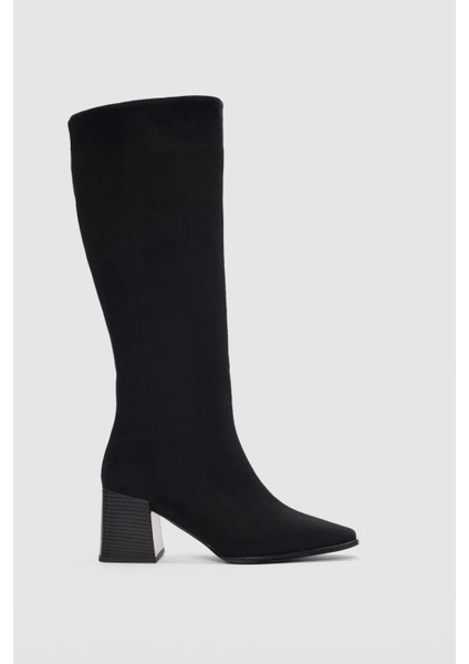 Liore Küt Burun Kadın Çizme- Siyah Süet