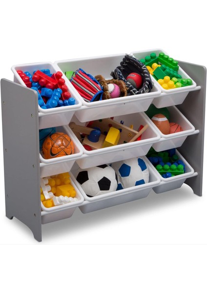Children Mysize 9 Bin Plastik Oyuncak Düzenleyici - Sertifikalı, Gri